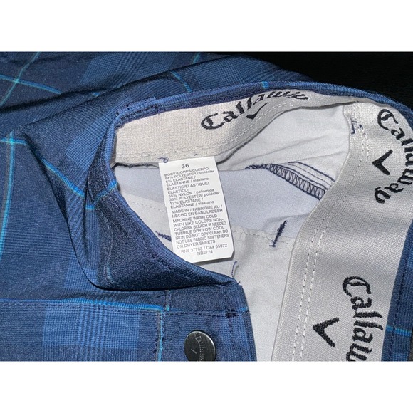 Callaway Other - Callaway Mens Golf Shorts Blue Plaid Flat Front Stretch Performance Size 36